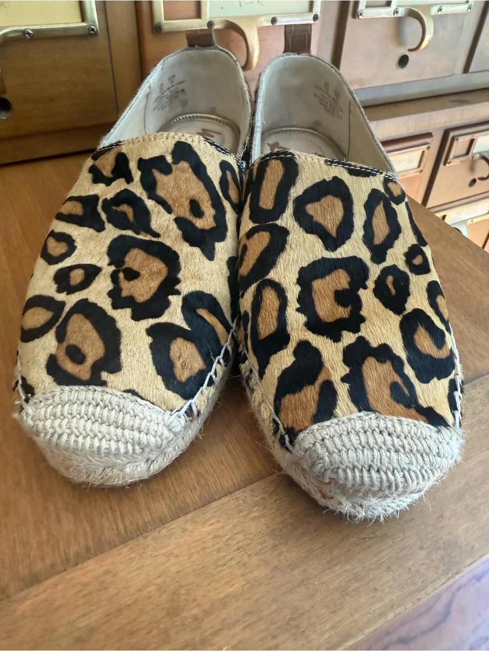Sam Edelman Leopard Haircalf Espadrille Slip-On Loafers Size 6M